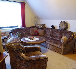 Fernseher, DVD-Player, Bücher