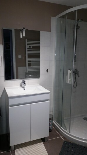 Shower, hair dryer - Furnished classified 3 stars in the DRC, for 2 people, can accommodate 4 people.  (Cransac)