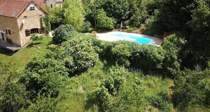 Large house with superb views over the Lot valley with private pool