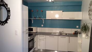 Réfrigérateur, micro-ondes, four, plaque de cuisson