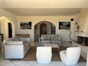 TV, fireplace, table tennis, books