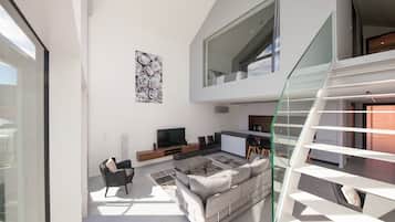 Smart TV, DVD player, books, stereo