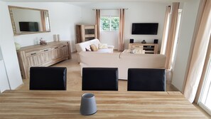 Smart TV, DVD player, ping pong, books