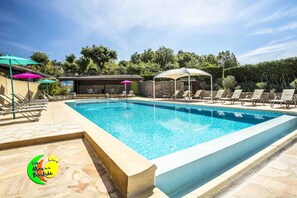 Outdoor pool, a heated pool - Fully equipped modern gîte, swimming pools, tennis court, playground (Joyeuse)