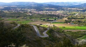 Aerial view - Charming comfortable stone cottage, swimming pool, playground, tennis court (Joyeuse)
