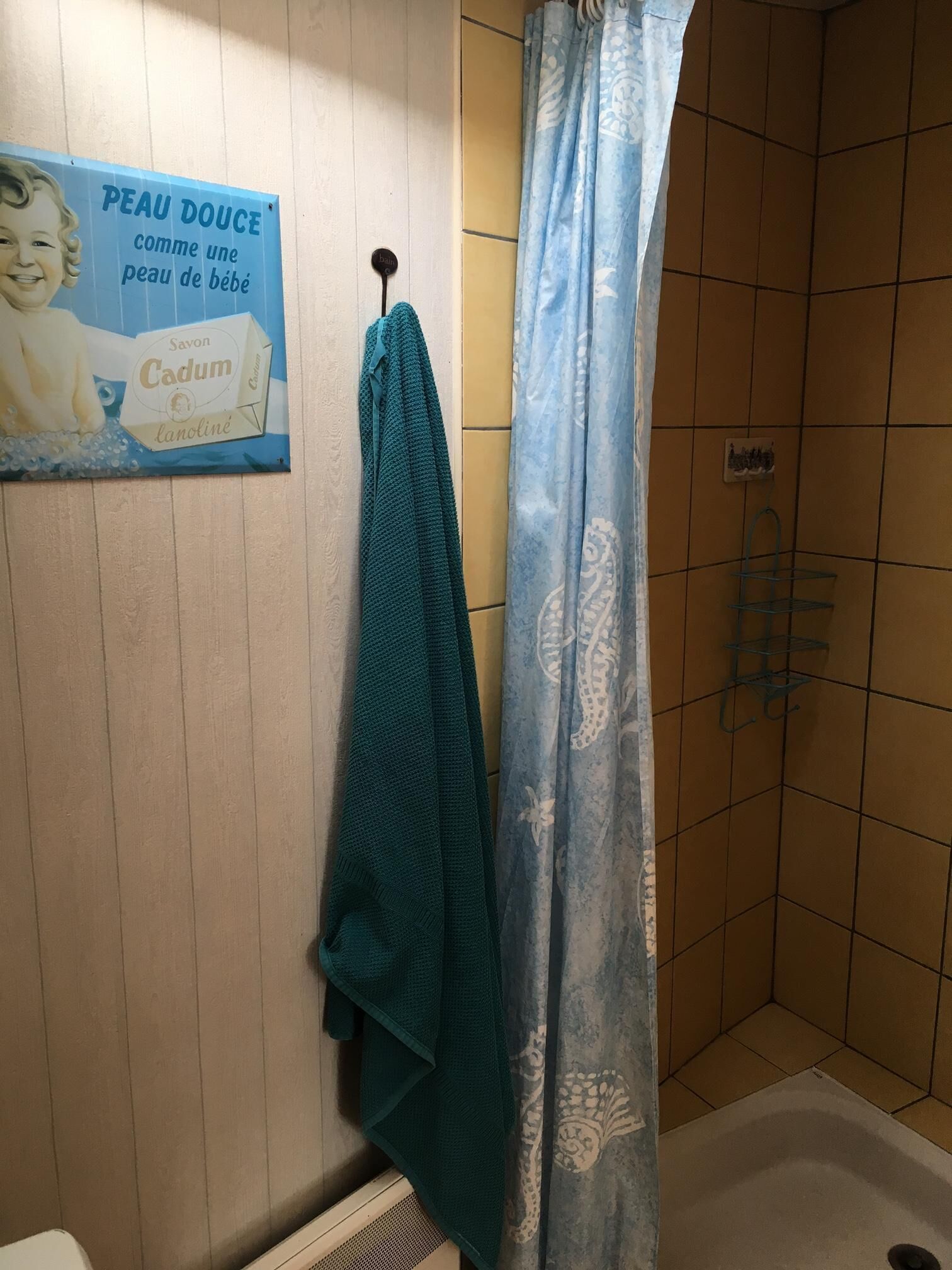 Séchoir à cheveux, serviettes fournies, papier de toilette