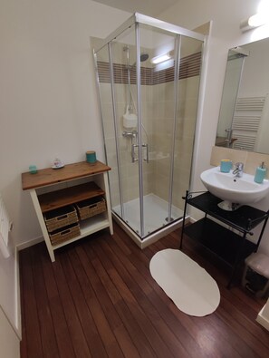 Regadera y papel de baño 
