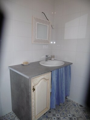 Shower, towels, toilet paper
