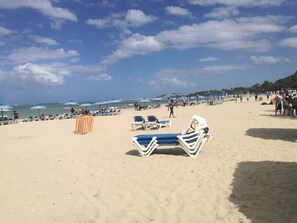 On the beach, sun-loungers, beach towels - Apartment Costa Azul at El Pueblito, No. 1, Studio Beach Apartment (Puerto Plata)