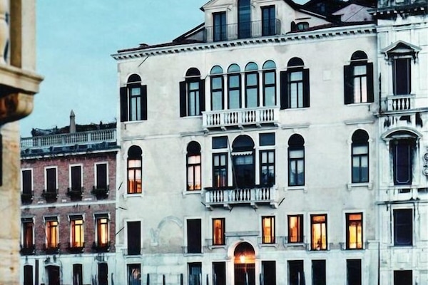 The apartment is in the palazzo on the left side of photo, first two floors