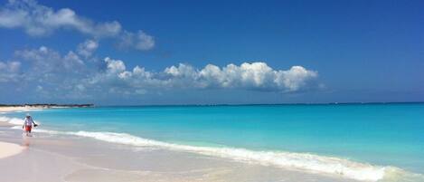 Playa en los alrededores, camastros y toallas de playa
