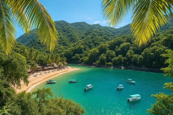 Sur la plage, chaise longue, serviettes de plage