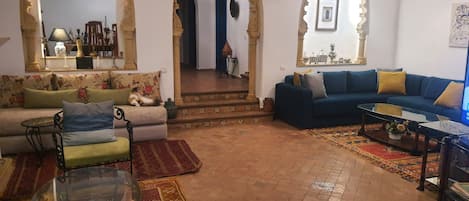 Tv, eldstad, dvd-spelare och böcker