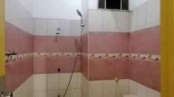Shower, bidet, soap, toilet paper