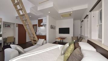 Desk, iron/ironing board, internet, bed sheets