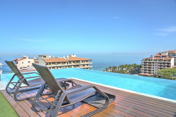 Outdoor pool, a heated pool - Nayri Life & Spa 1034 Apt one block on the beach in Romantic Zone PV (Emiliano Zapata)