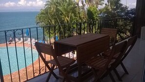 Outdoor dining - Delightful Oceanview / Beachfront Second Floor at Playas Gemelas (twins beach)   (Puerto Vallarta)