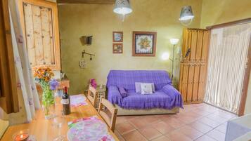 Una televisión, una chimenea