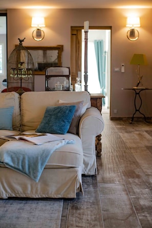 Televisión, chimenea, reproductor de DVD y libros 