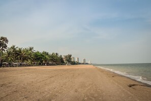 Plage, chaises longues
