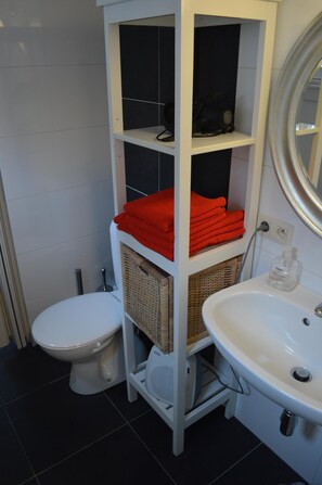 Dusche, Haartrockner, Handtücher