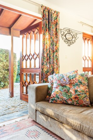 TV connectée, cheminée, livres