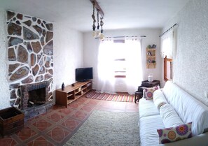 Televisión y chimenea 