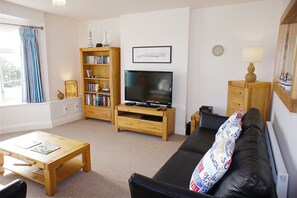 TV, DVD player, books, music library