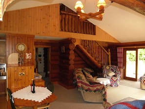 Interior - Hand Crafted large Log Cabin . Rural Location , lovely views and walks , quiet . (Chard)