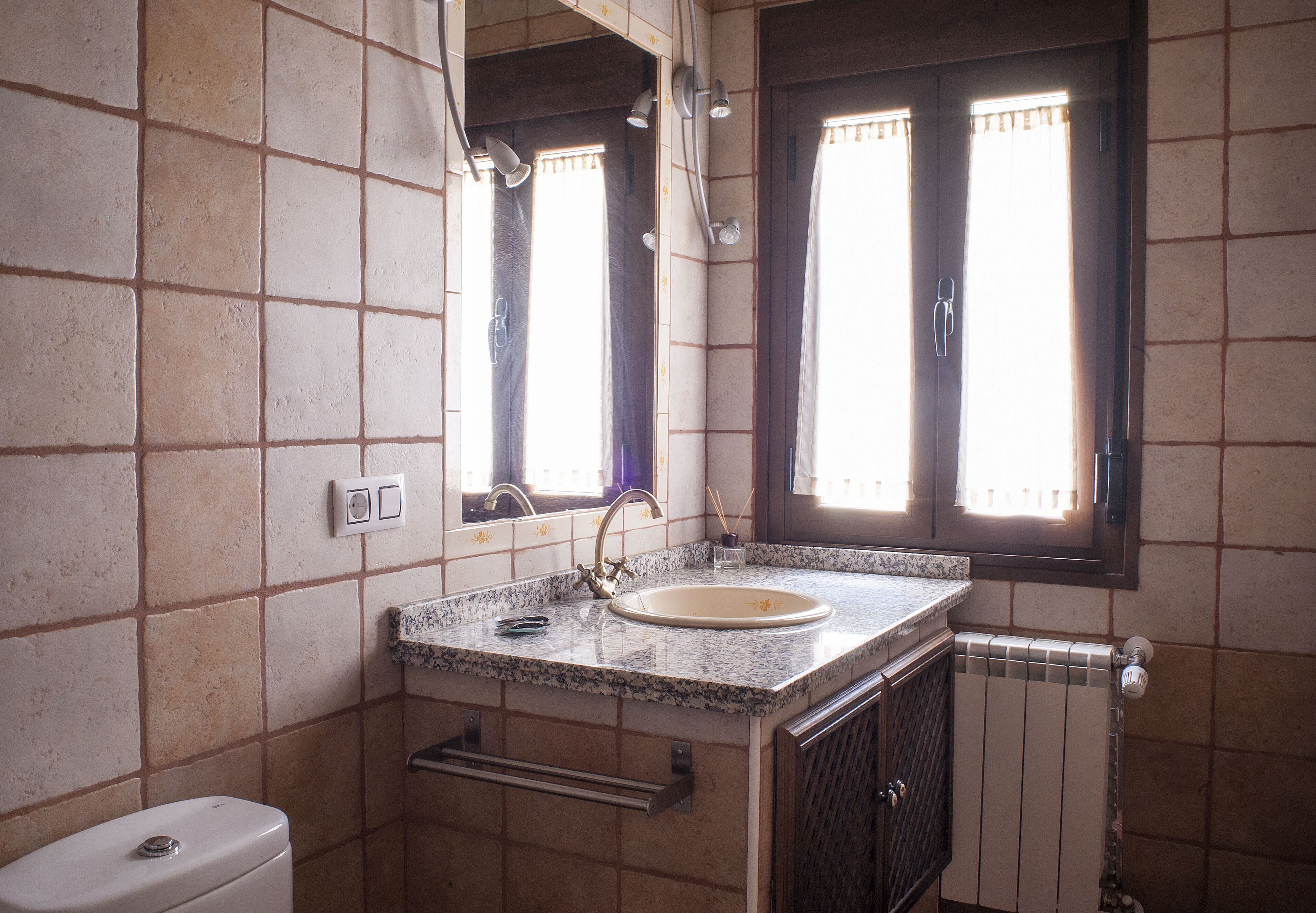 Shower, hair dryer, soap, shampoo