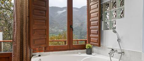 Bathtub, jetted bath, hair dryer, bidet