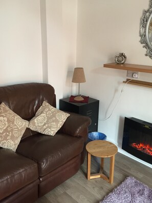 Smart TV, fireplace, DVD player