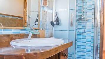 Hair dryer, towels, toilet paper