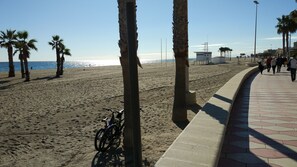 Beach nearby, sun loungers