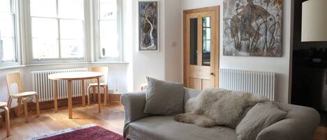 Smart TV, DVD player, books, video library