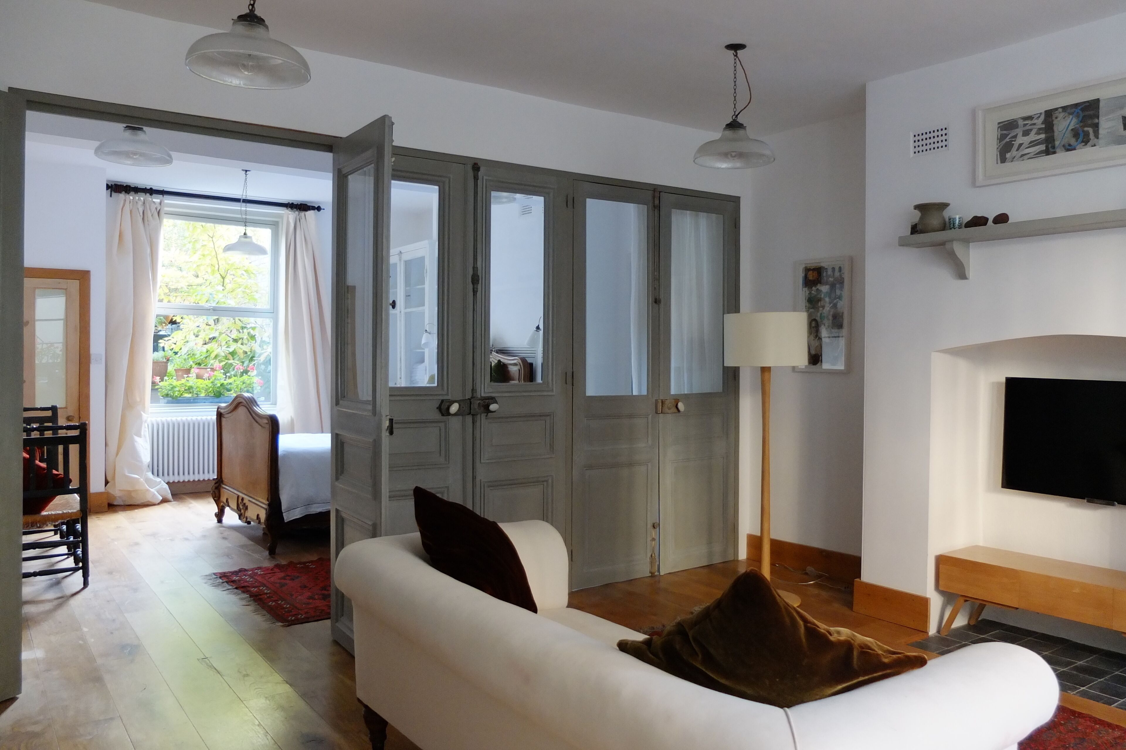 Smart TV, DVD player, books, video library