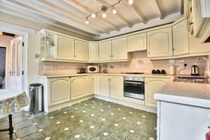 Fridge, microwave, oven, stovetop -  A stylish cottage, in the heart of the delightful  village of Grosmont  (Grosmont, Whitby, North Yorkshire)