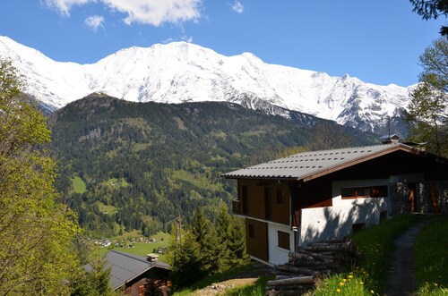 Chalet Traditionnel  12p face chaine du Mt Blanc vue exceptionnelle 
