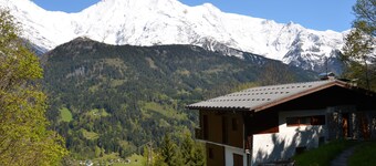 Chalet Traditionnel  12p face chaine du Mt Blanc vue exceptionnelle 
