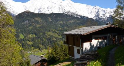 Chalet Traditionnel 12p face chaine du Mt Blanc vue exceptionnelle