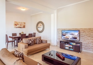 TV, DVD player, books