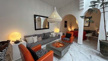 Smart TV, fireplace, DVD player, books