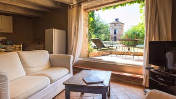 Televisie, een dvd-speler en boeken