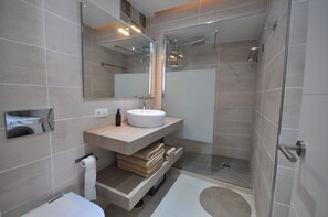 Hair dryer, towels, toilet paper