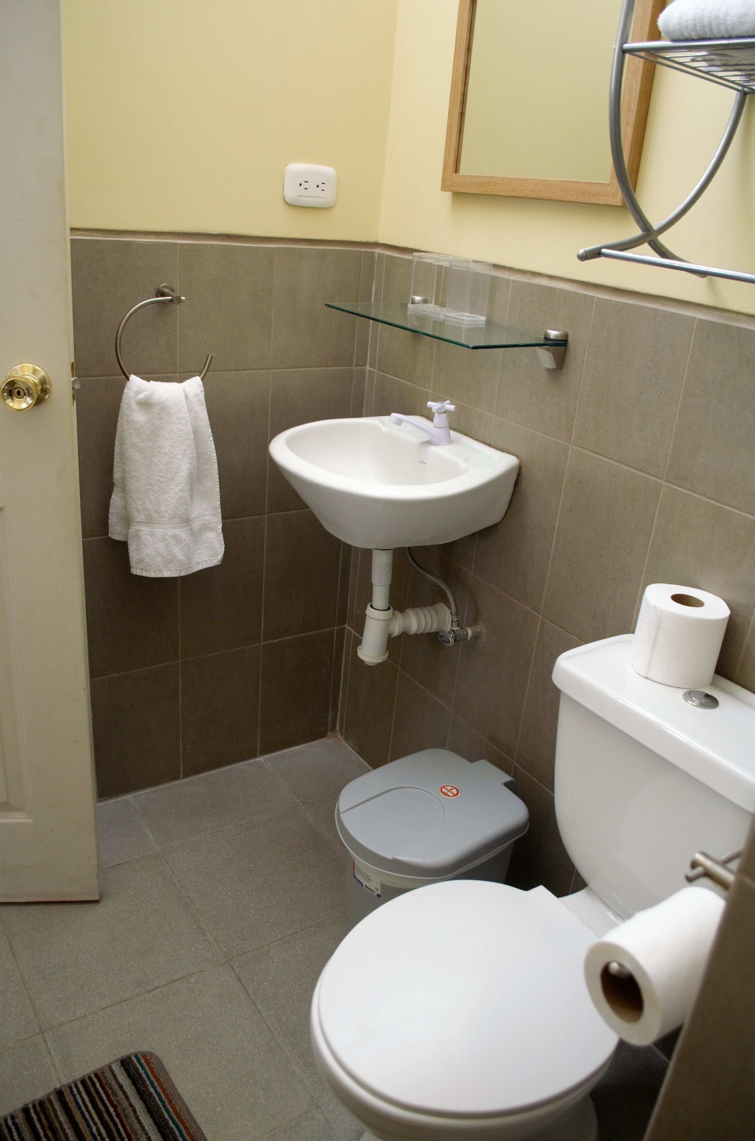 Shower, towels, soap, shampoo