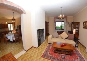 TV, caminetto, lettore DVD, tavolo da ping pong