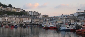 In the middle of Paseo del Muelle Luarca Reg VUT 706AS8