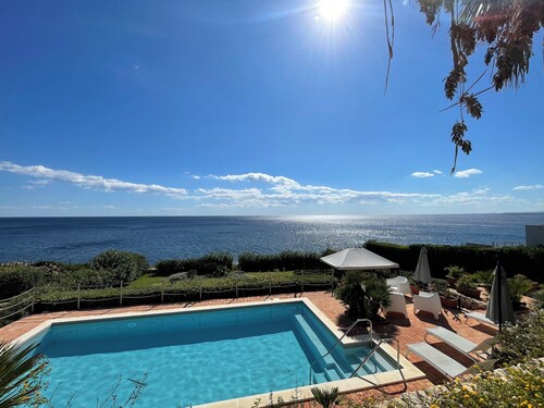 Seafront villa with stunning views, private access to the sea, pool, WI Fi 