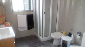 Shower, bidet, towels
