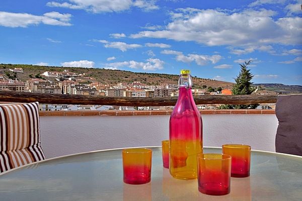 Sunny terrace just off the kitchen so you don't have to go far for a top up!